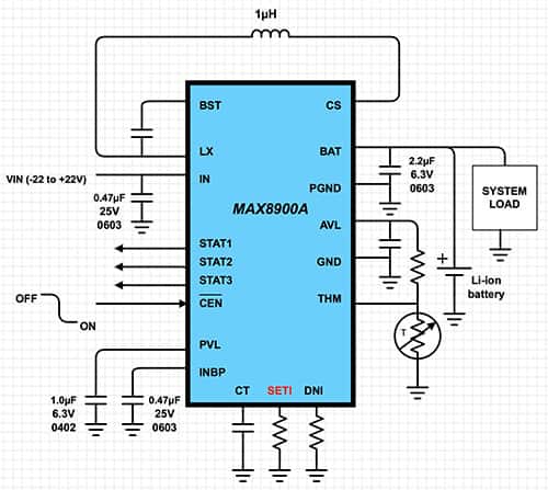 用 Digi-Key Scheme-it 绘制的 Maxim Integrated MAX8900 示意图