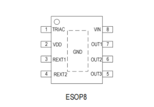 交流电输入线性可控硅调光芯片SM2318EA管脚图